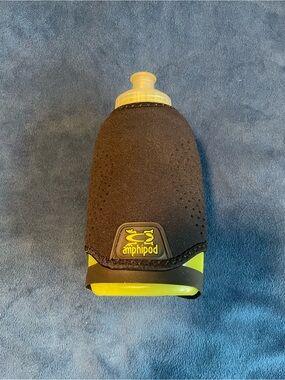 Amphipod Handheld Bottle with Black Neoprene Sleeve & Yellow Bottle